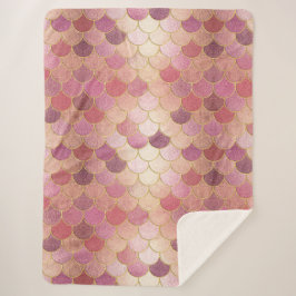 Rose Gold Shimmer Mermaid Scale Muster Sherpadecke