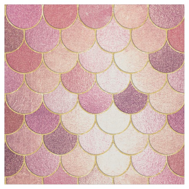 Rose Gold Shimmer Mermaid Scale Muster Stoff (Nahaufnahme)