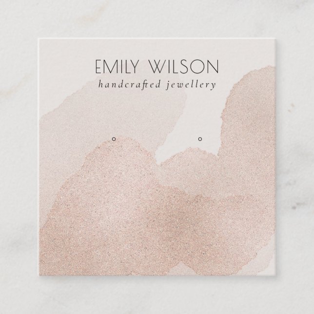 Rose Gold Shiny Brush Stroke Gestank Earring Displ Quadratische Visitenkarte (Vorderseite)
