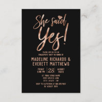 Rose Gold Sie sagte Ja Engagement Party einladen