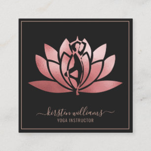 Rose Gold Signature Lotus Blume Yoga Pose Quadratische Visitenkarte