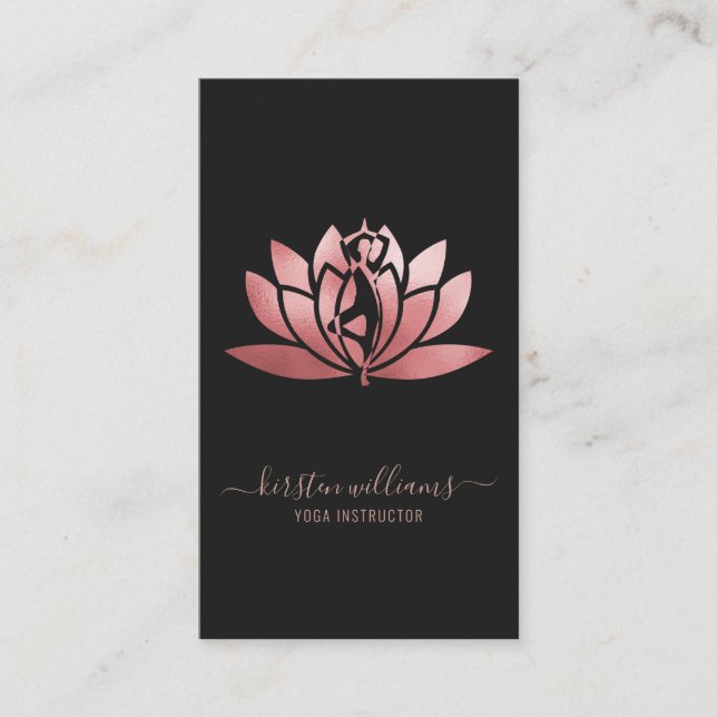 Rose Gold Signature Lotus Blume Yoga Pose Visitenkarte