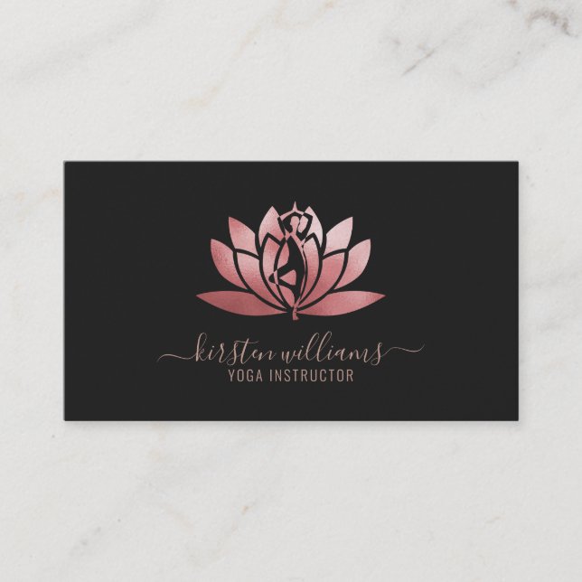 Rose Gold Signature Lotus Blume Yoga Pose Visitenkarte (Vorderseite)