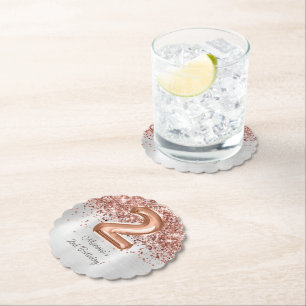 Rose Gold Silber 2. Geburtstag Party Untersetzer