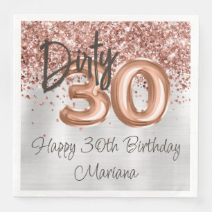 Rose Gold Silber 30. Geburtstagsfeier Serviette