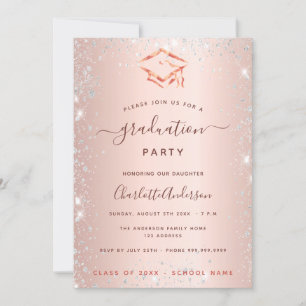 Rose Gold Silber Abschluss Party 2025 Einladung
