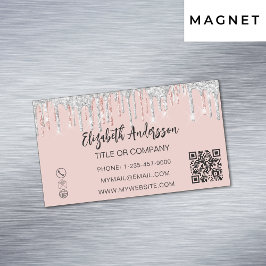 Rose Gold silber Glitzer eleganter QR-Code Magnetische Visitenkarte
