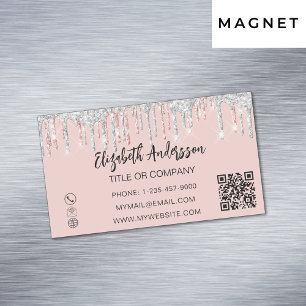 Rose Gold silber Glitzer eleganter QR-Code Magnetische Visitenkarte