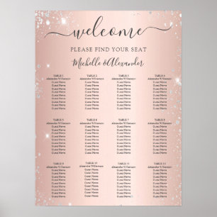 Rose Gold Silber Glitzer Hochzeitskarte Poster