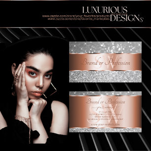 Rose Gold Silber Glitzer Luminous Stars Initialen Visitenkarte