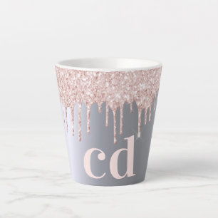Rose Gold Silber Glitzer Monogramm Initialen Milchtasse