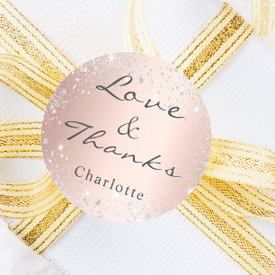 Rose gold silber Glitzer staub monogramm danke Runder Aufkleber