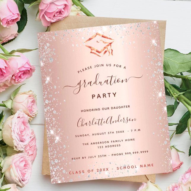 Rose Gold Silber Graduierungsparty 2024 (Von Creator hochgeladen)