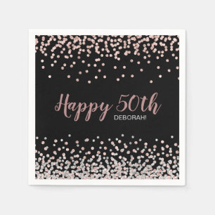 Rose Gold Silber Konfetti 50. Geburtstagsfeier Serviette