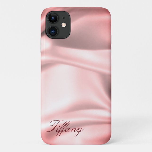 Rose Gold Silber Satin Personalisiert Phone Case (Rückseite)