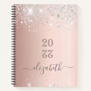 Rose Gold Silber-Skript 2025 Notizbuch
