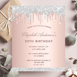 Rose Gold Silbereinladung zum Geburtstag