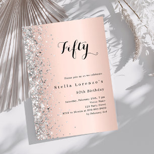 Rose Gold Silberluxus Geburtstag Einladung