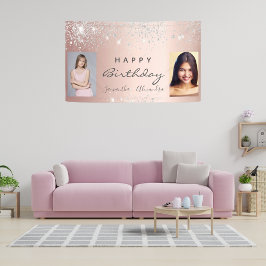Rose Gold Silberne Glitzer Freunde Foto Banner