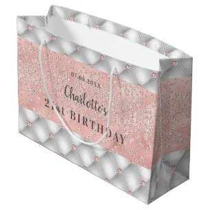 Rose Gold Silberne Glitzer glamourös Große Geschenktüte