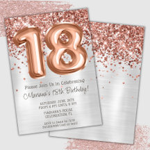 Rose Gold Silver 18. Geburtstagsparty Einladung