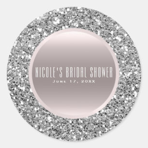 Rose Gold & Silver Glitzer Elegante Hochzeit Gefal Runder Aufkleber