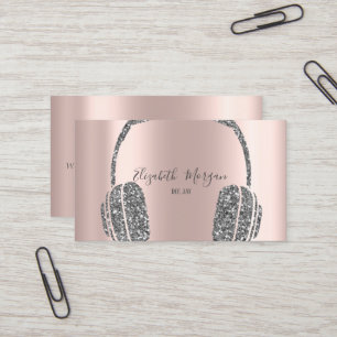 Rose Gold Silver Glitzer Headphone DJ Visitenkarte