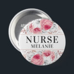 Rose Gold Silver Glitzer Nurname Button Abzeichen<br><div class="desc">Blumenrosa und Silver Glitzer Nurse Name Button Abzeichen - Passen Sie den Button Abzeichen Vorlagen mit Ihrem Namen und Beruf an.</div>