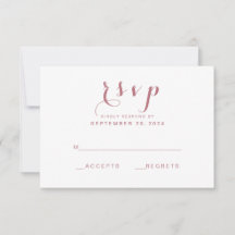 Rose Gold Simple Elegant Script Wedding RSVP