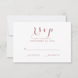 Rose Gold Simple Elegant Script Wedding RSVP