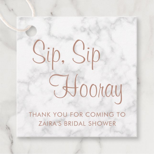 Rose Gold Sip Sip Hooray Brautparty Geschenkanhänger (Vorderseite)