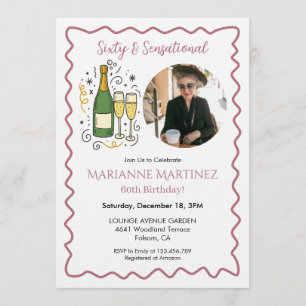 Rose Gold Sixty & Sensational Foto 60. Geburtstag Einladung