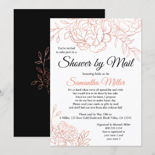 Rose Gold Skizzierte Blumen Brautparty per Post Einladung