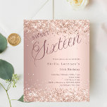Rose Gold Skript Haushalt Schweden 16 Einladung<br><div class="desc">Eine moderne süße 16 Einladung. Rose goldener Farbverlauf und das Wort Sechzehn mit großen Buchstaben geschrieben. Dekoriert mit Imitat Glitzer,  Glitzern. Personalisieren und fügen Sie einen Namen und Party-Details hinzu. 1 Blatt = 1 Einladung mit Druckkante bis Kante.</div>