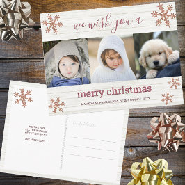 Rose Gold Snowflake 3 Foto Frohe Weihnachten Postkarte