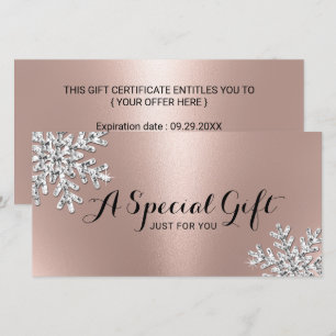 Rose Gold Snowflake Beauty Salon Geschenkgutschein