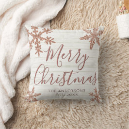 Rose Gold Snowflake Elegante Drehbuch Kissen