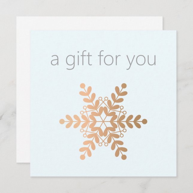 Rose Gold Snowflake Holiday Geschenkgutschein (Vorne/Hinten)