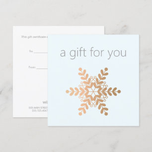 Rose Gold Snowflake Holiday Geschenkgutschein