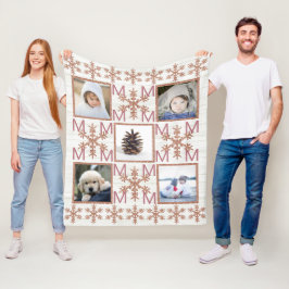 Rose Gold Snowflake Optionales Monogramm 5 Foto Fleecedecke