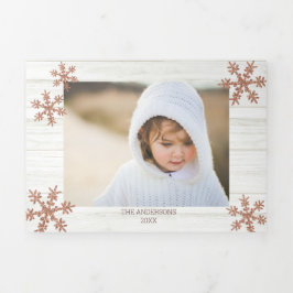 Rose Gold Snowflake Rustikale Weihnachten 5 Foto Dreifach Gefaltete Urlaubskarte
