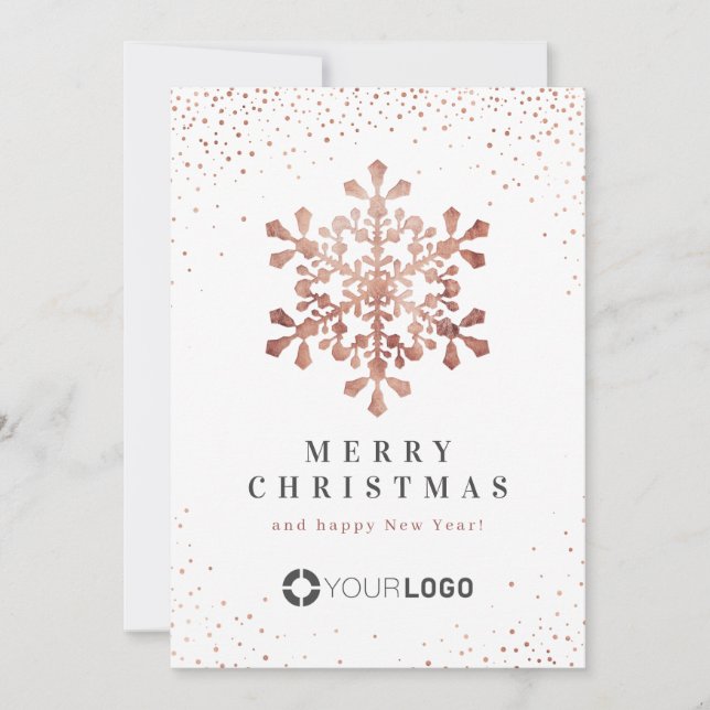 Rose Gold Snowflake Weihnachtskarten Einladung (Vorderseite)
