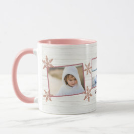 Rose Gold Snowflake Weihnachtsname und 3 Foto Tasse