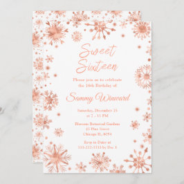 Rose Gold Snowflakes 16 . Geburtstag Einladung