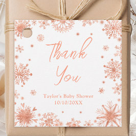 Rose Gold Snowflakes Babydusche Danke Geschenkanhänger