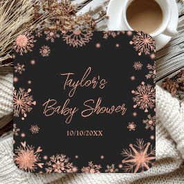 Rose Gold Snowflakes Babydusche Rechteckiger Pappuntersetzer