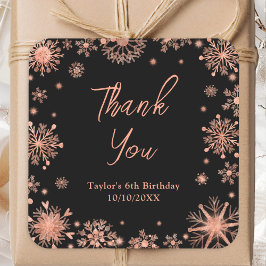 Rose Gold Snowflakes Geburtstag Danke Quadratischer Aufkleber