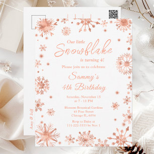 Rose Gold Snowflakes Geburtstagsparty Postkarte
