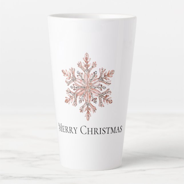 Rose Gold Snowflakes Weihnachten Milchtasse (Vorderseite)