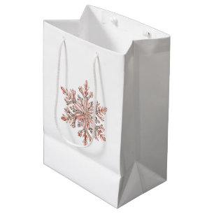 Rose Gold Snowflakes Weihnachten Mittlere Geschenktüte